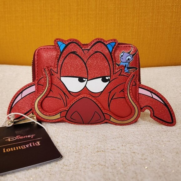 Loungefly Handbags - Loungefly Disney Mulan 25th Anniversary Mushu Glitter Zip Around Wallet NEW